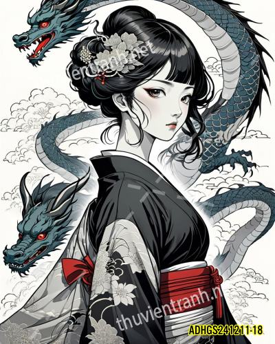 Tranh dán tường hoa cô gái Geisha Nhật Bản-ADHGS241211-18 - Kết quả tìm kiếm tranh tường